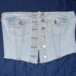 Pretty Little Thing Denim light wash tube top